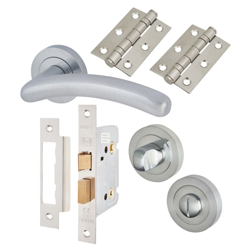 Touchpoint Carina Bathroom Lock Door Handle on Rose Kit – Satin Chrome