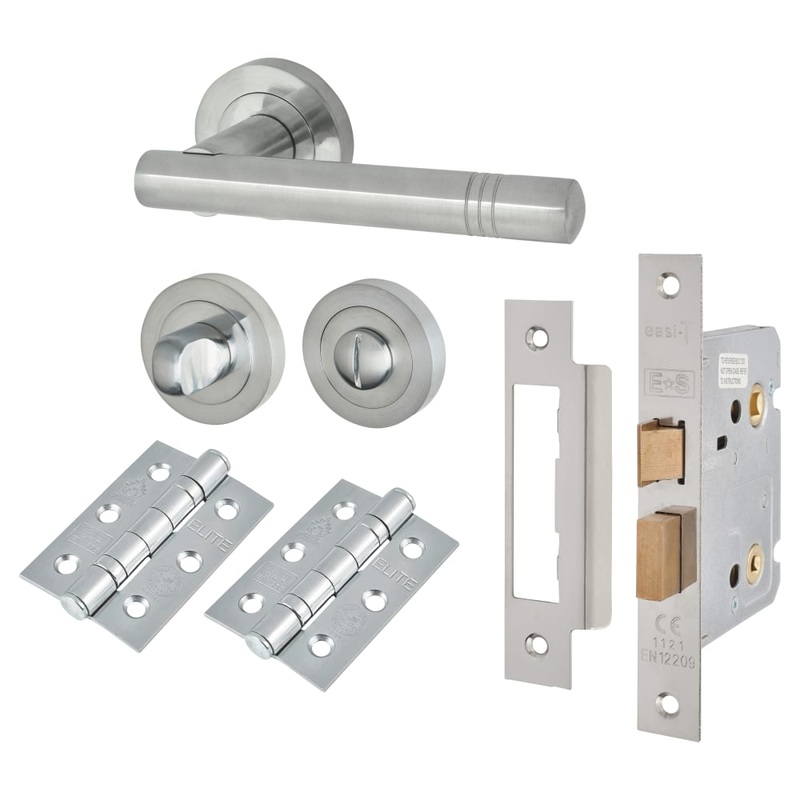 Touchpoint Dakota Bathroom Lock Door Handle on Rose Kit – Satin Chrome