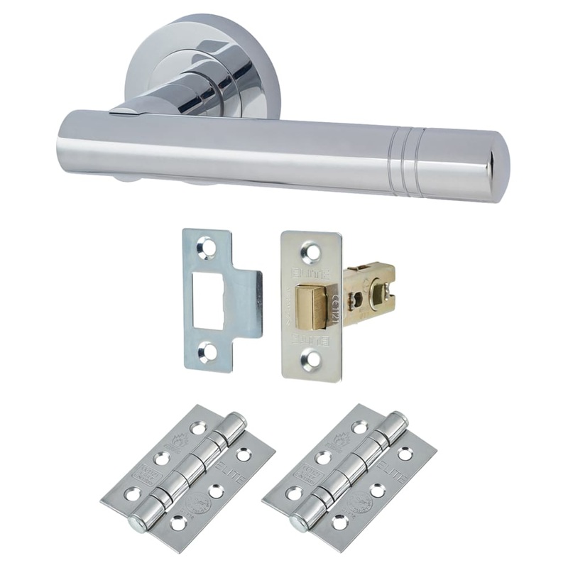 Touchpoint Dakota Latch Door Handle on Rose Kit – Polished Chrome