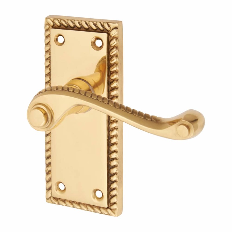Touchpoint Georgian Latch Door Handle – Short Plate – 117 x 45mm – Polished Brass