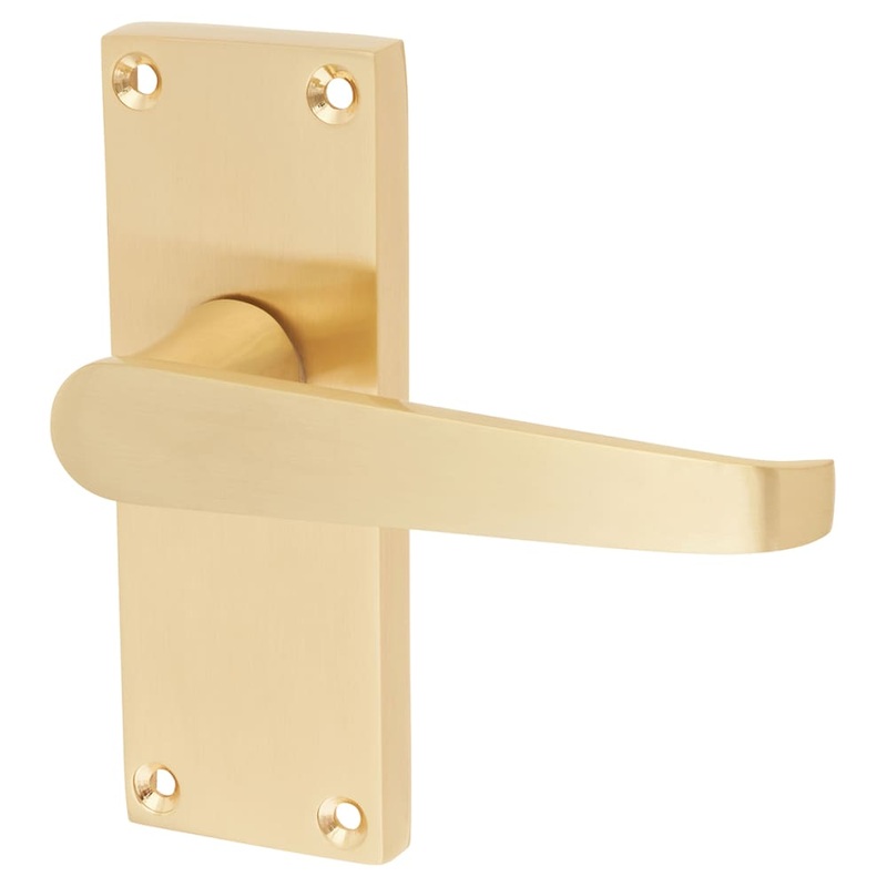 Touchpoint Mia Budget Straight Latch Door Handle – Short Plate – 114 x 42mm – Satin Brass