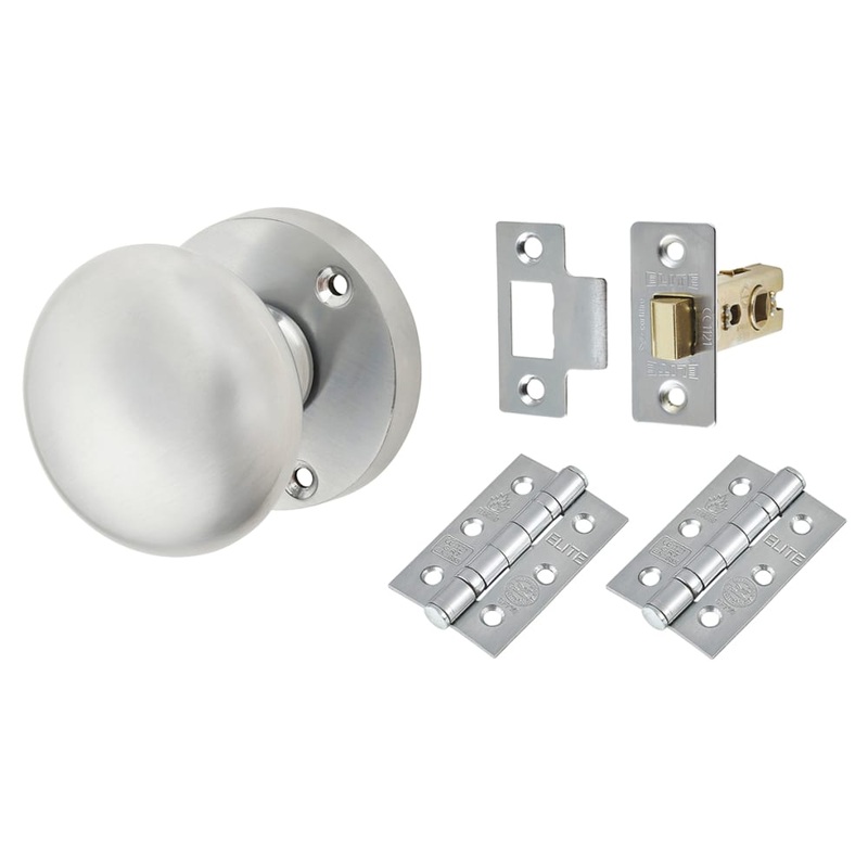 Touchpoint Round Mortice Door Knob Kit – 60mm Rose Diameter – Satin Chrome