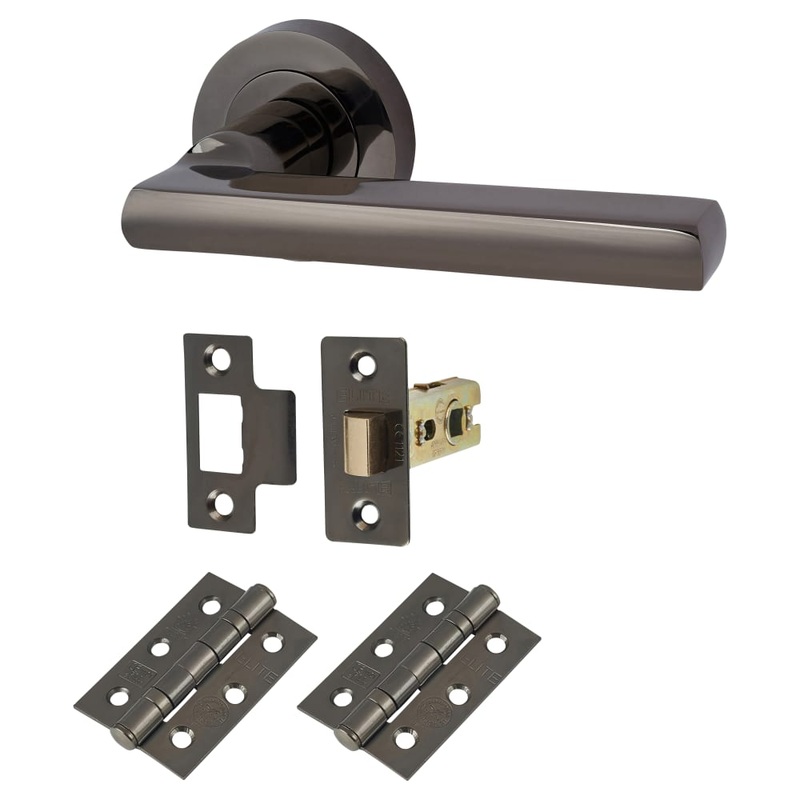 Touchpoint Sophia Latch Door Handle on Rose Kit – Black Nickel
