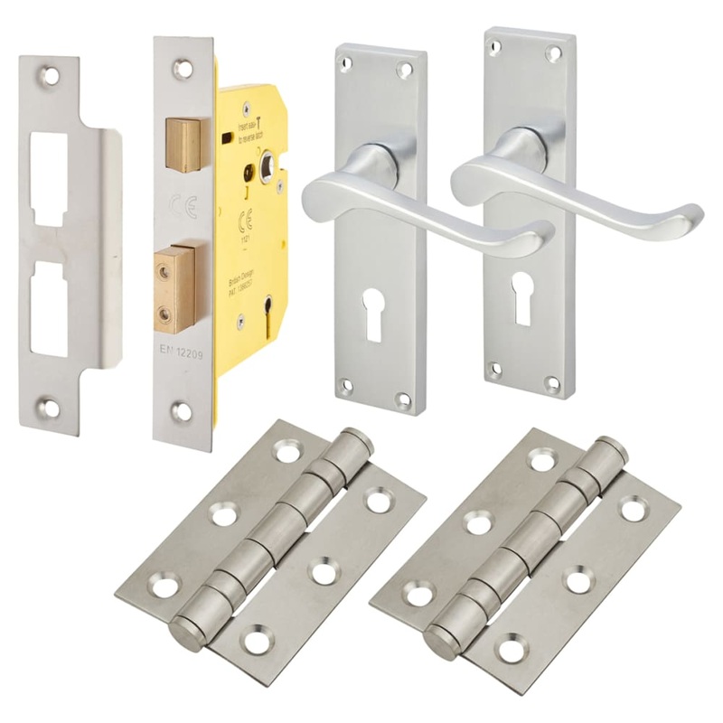 Touchpoint Victorian Scroll 5 Lever Sashlock Door Handle Kit – Satin Chrome