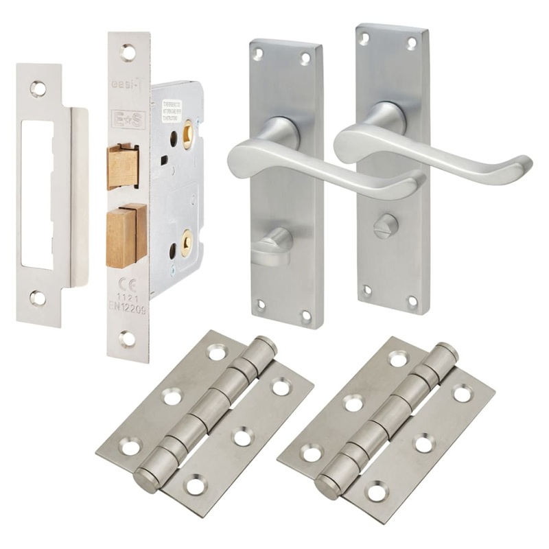 Touchpoint Victorian Scroll Bathroom Lock Door Handle Kit – Satin Chrome