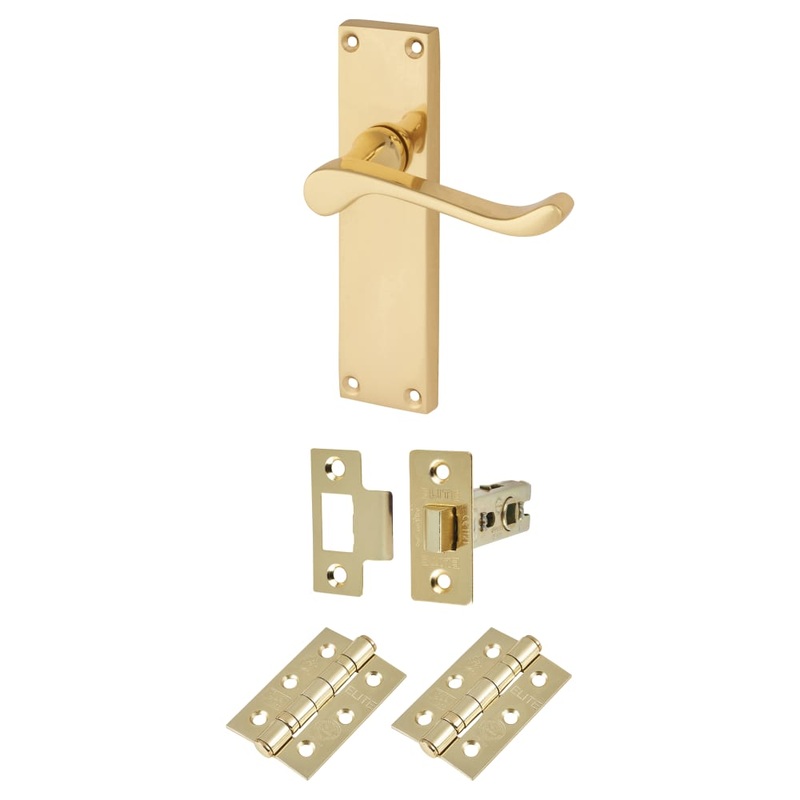 Touchpoint Victorian Scroll Latch Door Handle Kit – Polished Brass