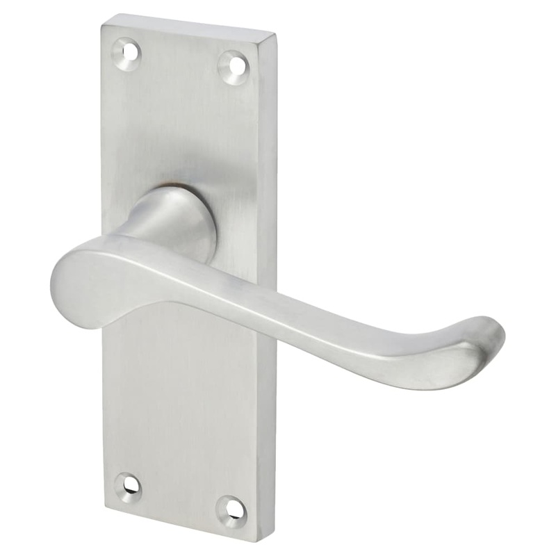 Touchpoint Victorian Scroll Latch Door Handle – Short Plate – 118 x 42mm – Satin Chrome