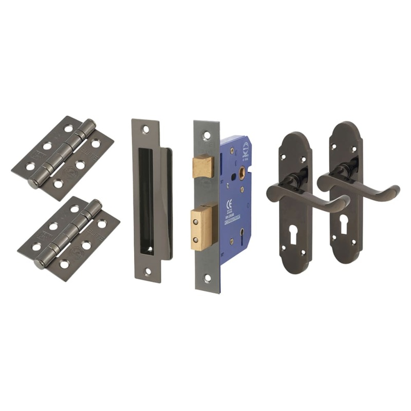 Touchpoint Victorian Summer 5 Lever Sashlock Door Handle Kit – Black Nickel
