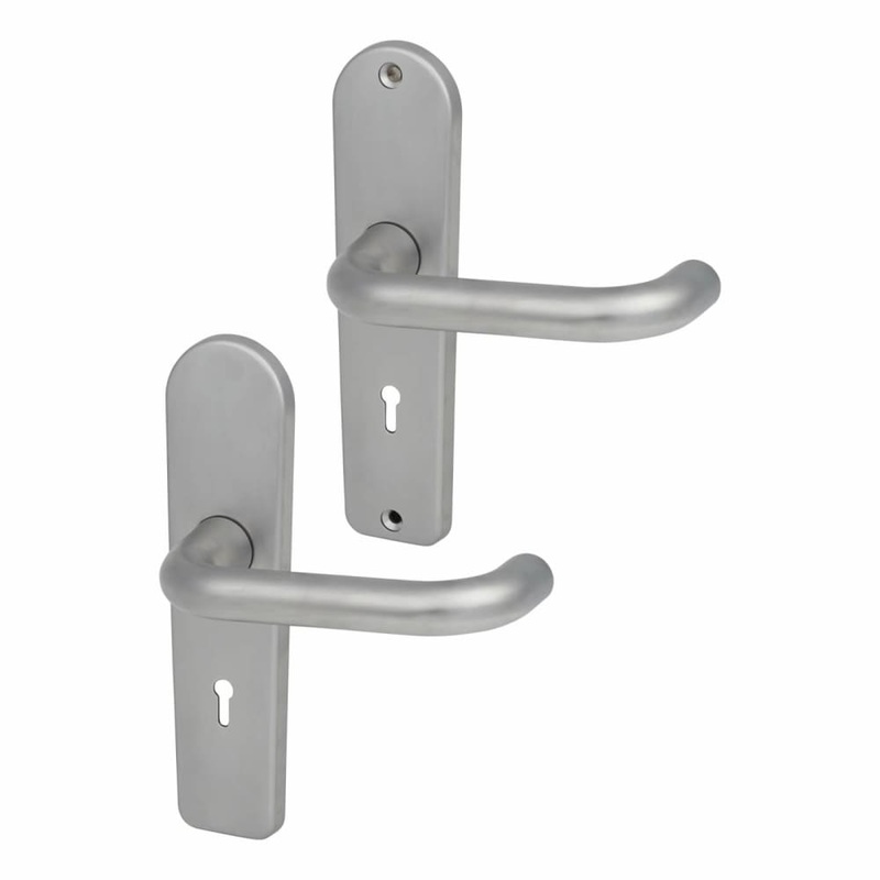 UNION 3K70 Return to Door Lock Door Handle – Keyhole – Satin Stainless Steel