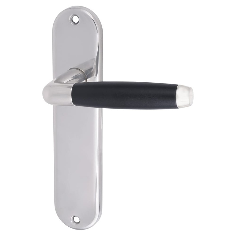 Urfic Cambridge Latch Door Handle – 185 x 40mm – Polished Nickel/Matt Black