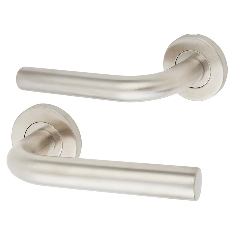 Altro 19mm Bent Door Handle on Rose – Satin Stainless Steel