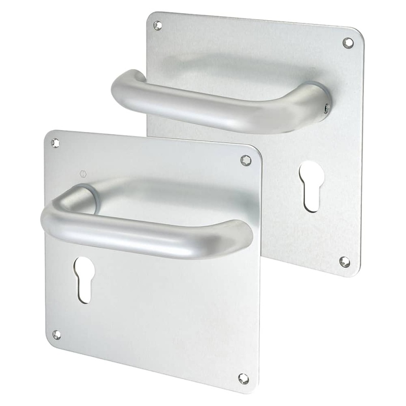 Altro 20mm Return to Door Lock Door Handle – Euro – 160 x 160mm – Satin Aluminium