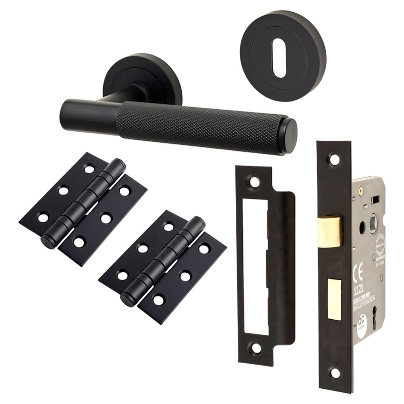 Altro Remi Knurled 3 Lever Sashlock Door Handle Kit – Matt Black