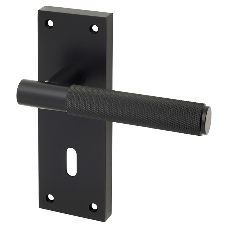 Altro Remi Knurled Lock Door Handle – Keyhole – 155 x 55mm – Matt Black