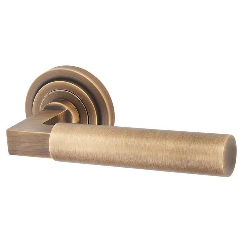 Burlington BUR30 by Frelan Westminster Door Handle on Stepped Rose – Antique Brass