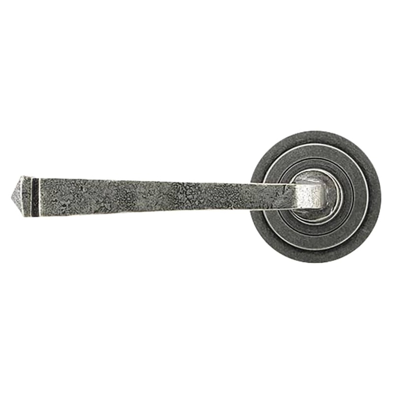 From The Anvil Avon Door Handle on Art Deco Rose – Pewter