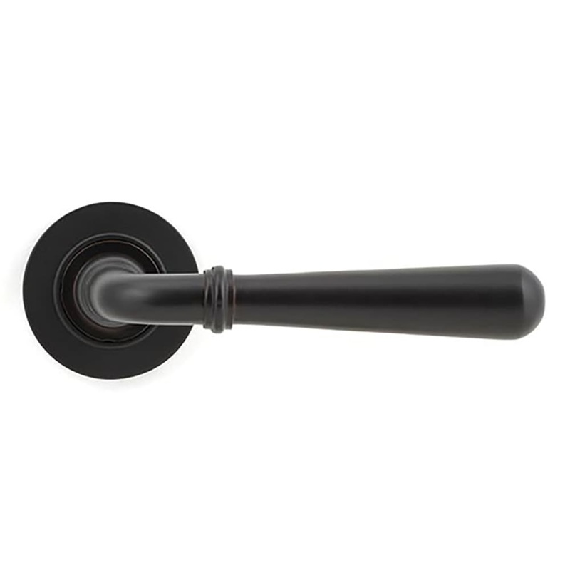 From The Anvil Newbury Door Handle on Plain Rose – Aged Bronze
