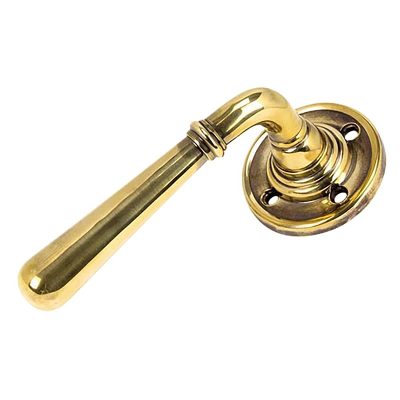 From The Anvil Newbury Door Handle on Rose – Aged Brass