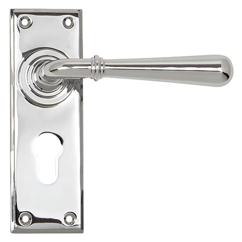 From The Anvil Newbury Lock Door Handle – Euro – 152 x 50mm – Polished Chrome