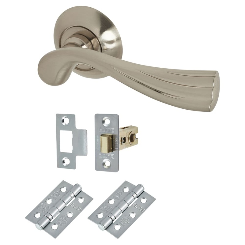 Hampstead Genoa Latch Door Handle on Rose Kit – Satin Nickel