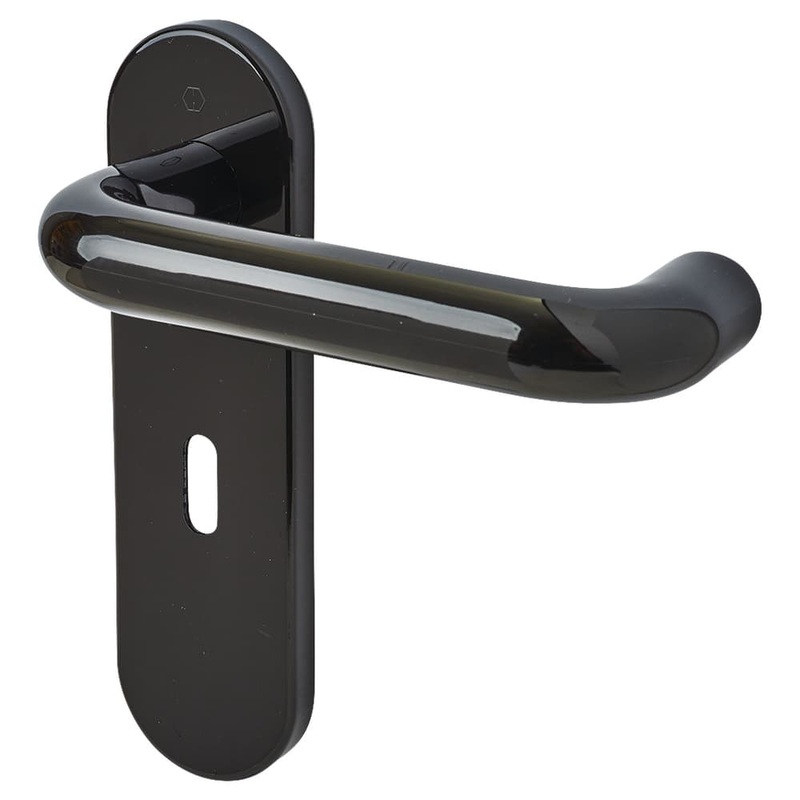 Hoppe Paris AR600/22 Nylon Steel Core Safety Lock Door Handle – Keyhole – Ebony Black
