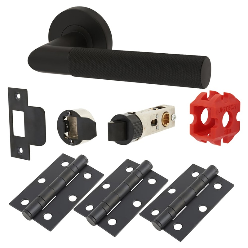 Jigtech Tactil Latch Door Handle on Rose Kit – Passage – Matt Black