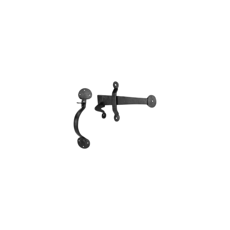 Olde Forge Medium Bean Thumb Latch Set – Antique Black Iron
