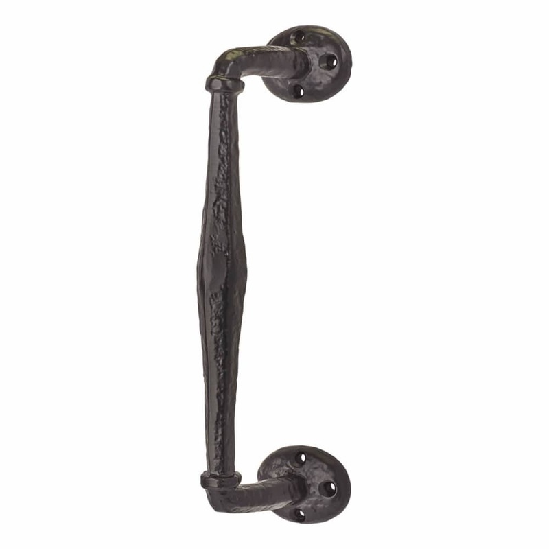 Olde Forge Offset Door Pull Handle – Screw Fix – 243 x 50mm – Antique Black Iron