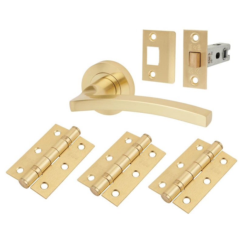 Serozzetta by Carlisle Brass Tavira Latch Door Handle on Rose Ultimate Door Kit – Satin Brass
