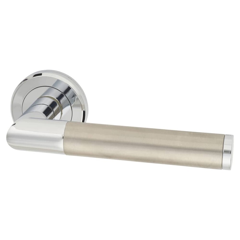 Serozzetta by Carlisle Brass Trend Door Handle on Rose – Satin Nickel/Polished Chrome