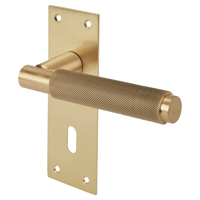 Serozzetta by Carlisle Brass Varese Knurled Lock Door Handle – Keyhole – 130 x 55mm – Satin Brass