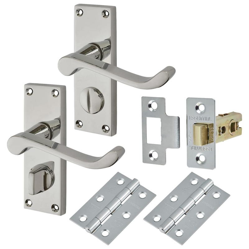 Touchpoint Budget Scroll Privacy Door Handle Kit – Short Plate – Polished Chrome