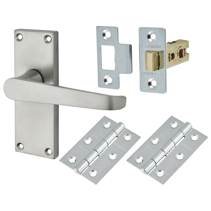 Touchpoint Budget Straight Latch Door Handle Kit – Short Plate – Satin Chrome