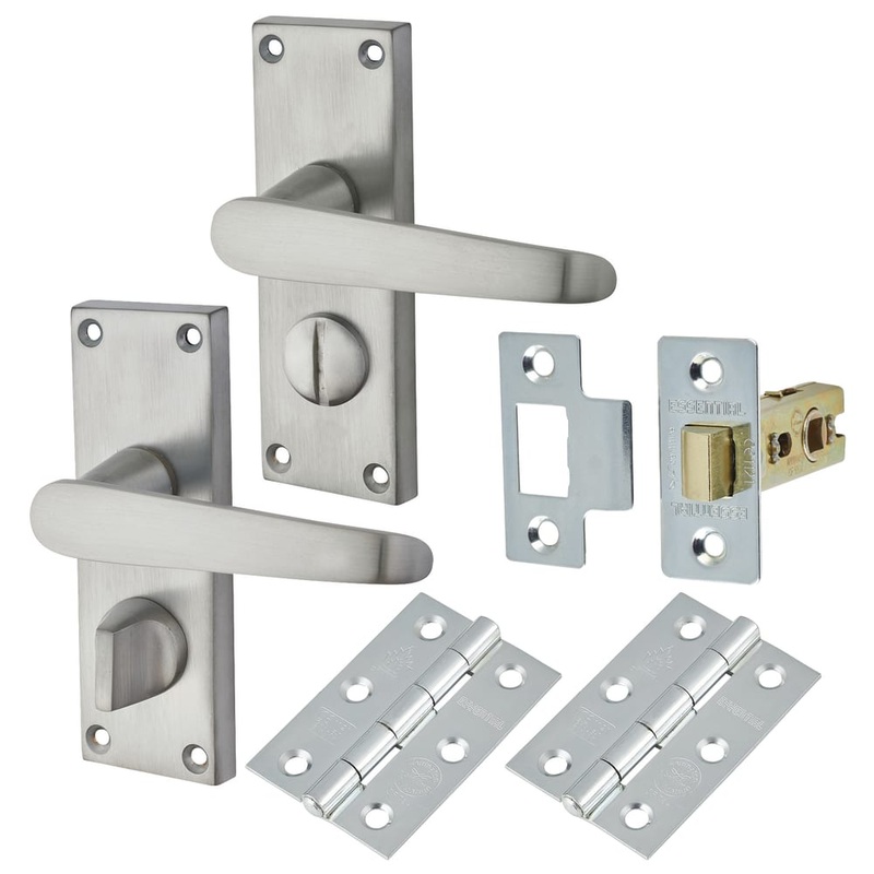 Touchpoint Budget Straight Privacy Door Handle Kit – Short Plate – Satin Chrome