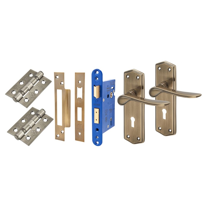 Touchpoint Rome 3 Lever Sashlock Door Handle Kit – Antique Brass