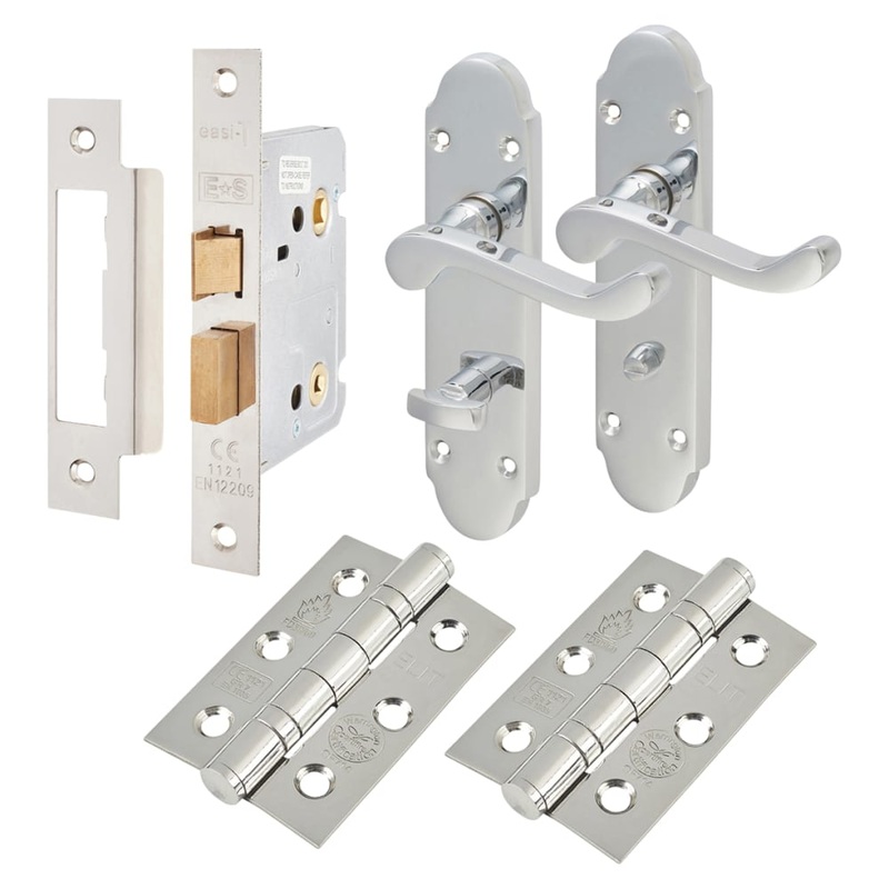 Touchpoint Victorian Summer Bathroom Lock Door Handle Kit – Polished Chrome