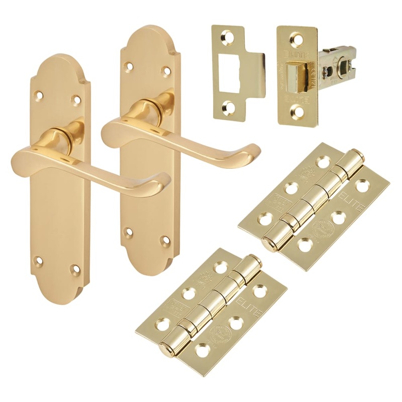 Touchpoint Victorian Summer Latch Door Handle Kit – Polished Brass