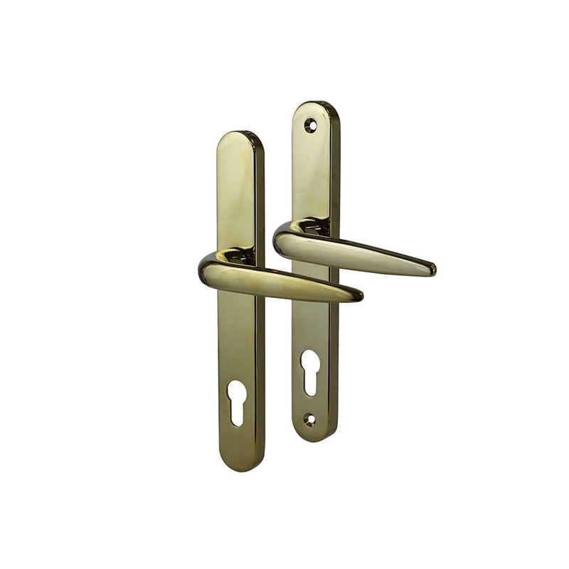 Trojan Sparta uPVC Multipoint Door Handle – Long Plate – 92mm c/c – PVD Gold