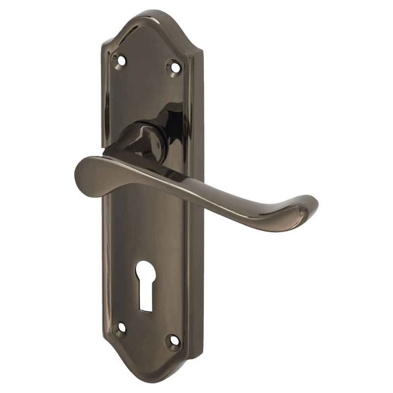 Altro Ashmead Lock Door Handle – Keyhole – 168 x 46mm – Black Nickel