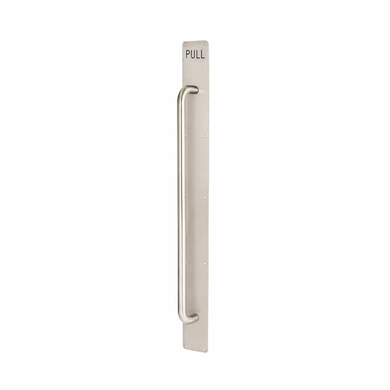 Altro D-Bar Door Pull Handle on Plate – PULL – Screw Fix – 950 x 80mm – Satin Stainless Steel