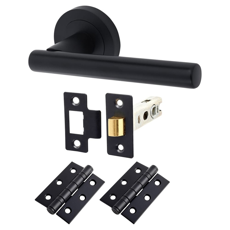 Altro Ella Latch Door Handle on Rose Kit – Matt Black