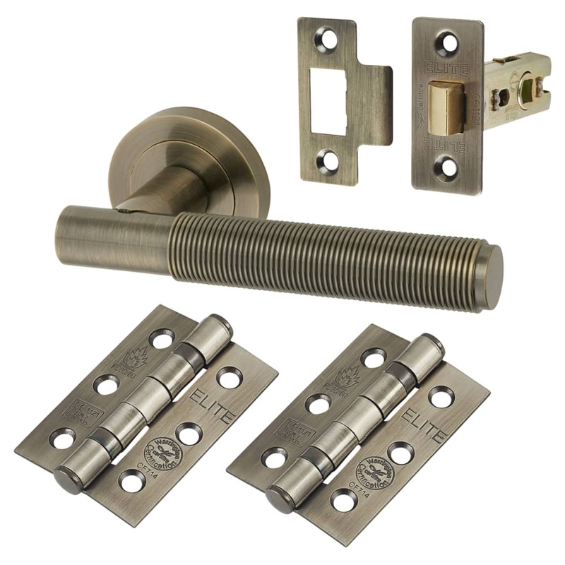 Altro Lily Reeded Latch Door Handle Kit – Antique Brass