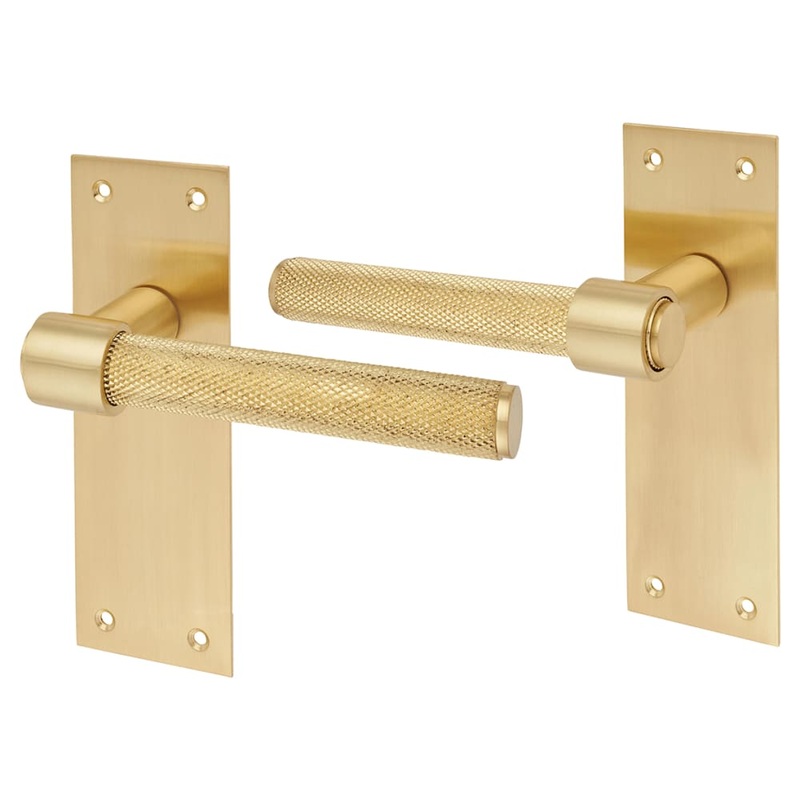 Altro Loxley Knurled Latch Door Handle – 150 x 50mm – Satin Brass