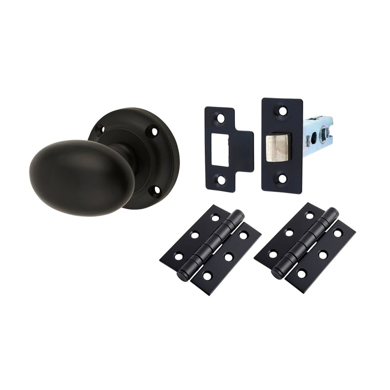Altro Oval Mortice Door Knob Kit – 57mm Rose Diameter – Matt Black