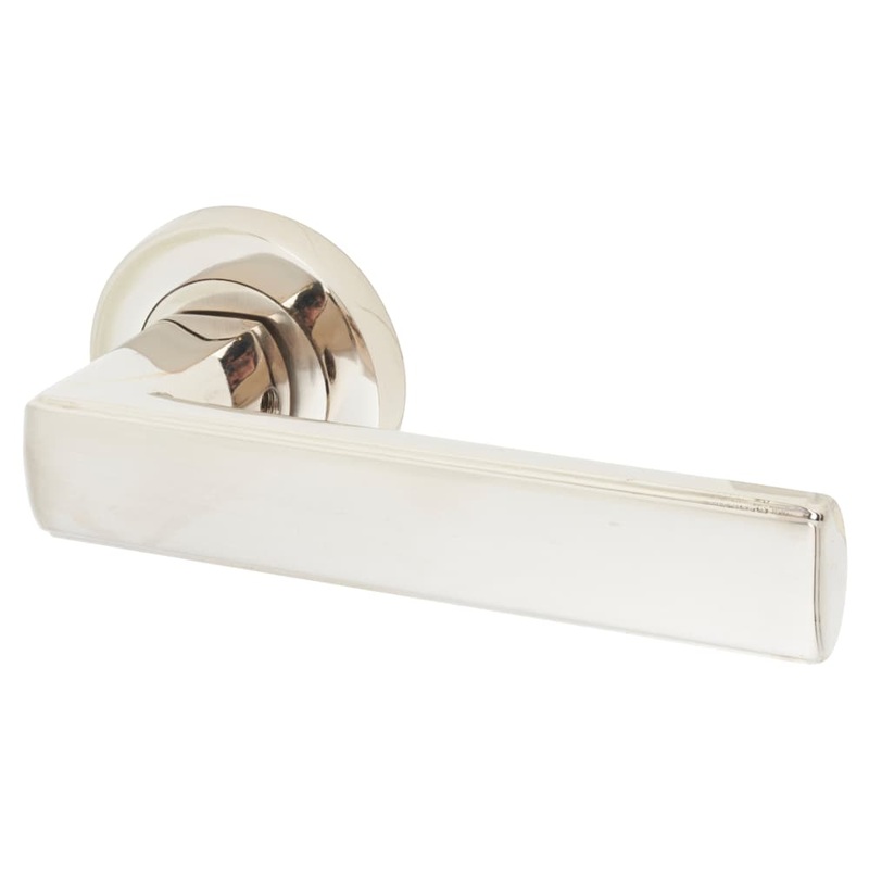 Altro Zara Door Handle on Rose – Polished Nickel