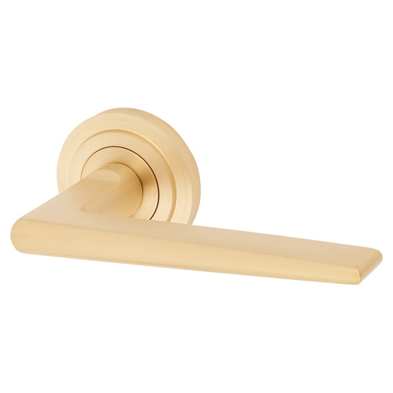 Burlington BUR10 by Frelan Mayfair Door Handle on Stepped Rose – Satin Brass