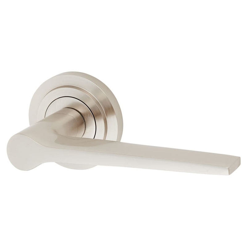 Burlington BUR20 by Frelan Knightsbridge Door Handle on Stepped Rose – Satin Nickel