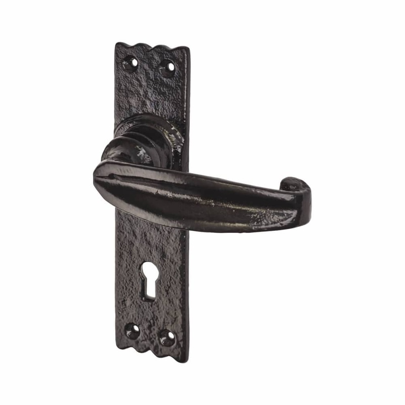 Elan Tudor Lock Door Handle – Keyhole – 152 x 38mm – Metalized Antique Black Iron