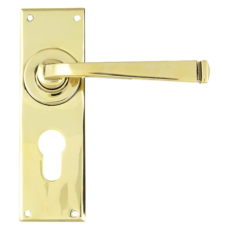 From The Anvil Avon Lock Door Handle – Euro – 152 x 48mm – Aged Brass