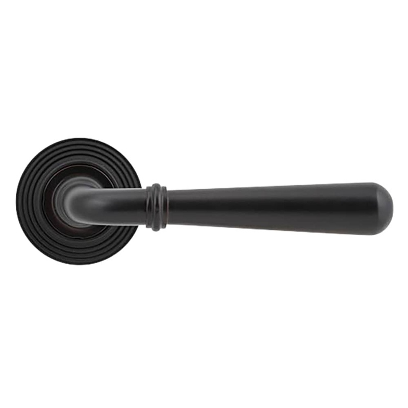 From The Anvil Newbury Door Handle on Reeded Beehive Rose – Aged Bronze